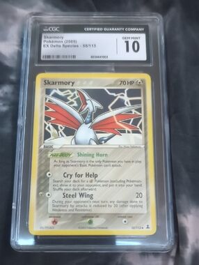 Pokemon Skarmory Card with Yellow Border and Red Accents